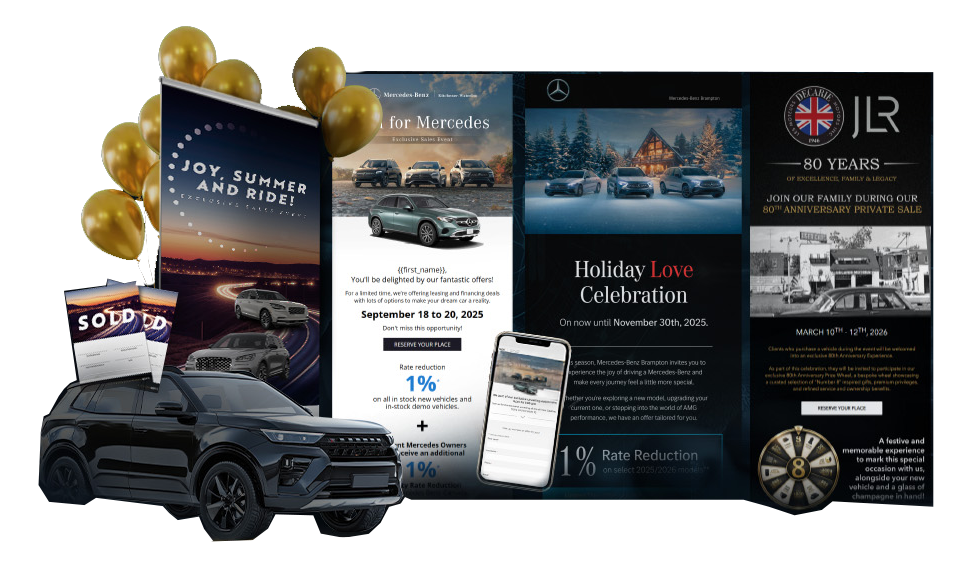 Large collage of emails and landing page views